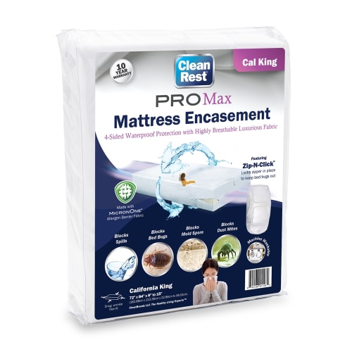 CleanRest PRO Max Mattress Encasement, 100% Polyester, Cal King, 72x84, Depth up to 15", White